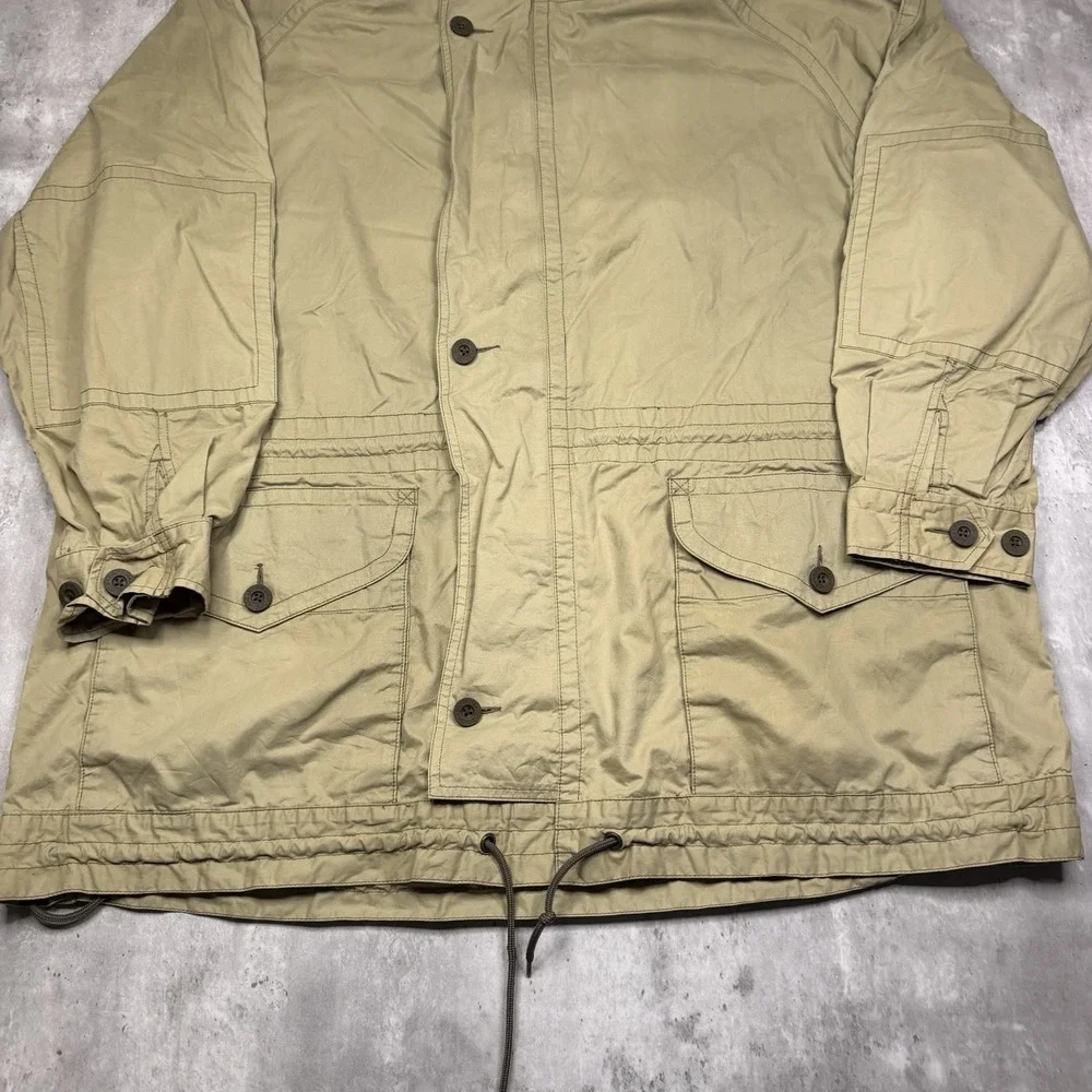 Vintage Banana Republic Safari Travel Parka Jacket Zip Hood Mens L 80's Zip Up